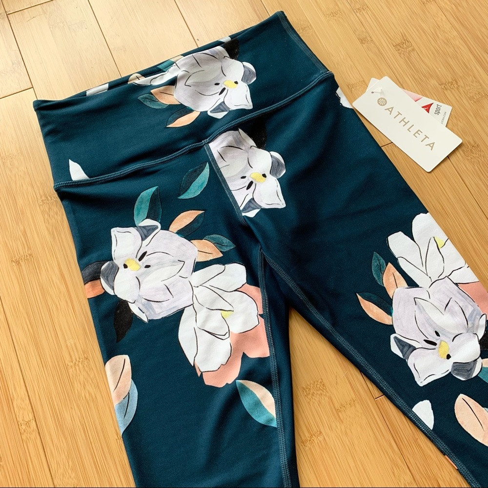 NWT Athleta Floral Elation 7/8 Tights - Constellation Blue XS